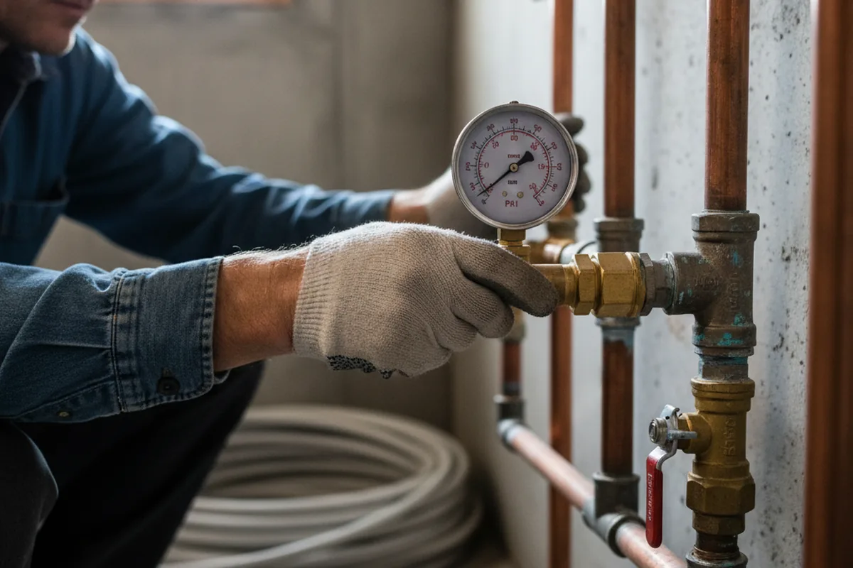 Pressure testing a repaired line during Water Line Repair in Oley